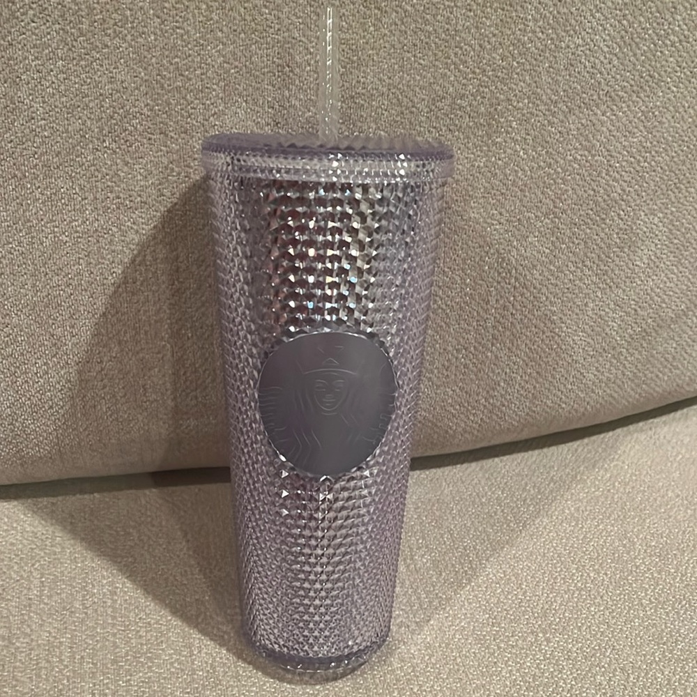 Starbucks Platinum Iridescent Silver Bling Studded Cold Cup Tumbler